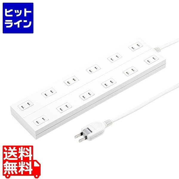 要エントリ【12/1限定当選確率2分の1！1等最大100%ポイントバック】　 サンワサプライ 電源タップ 2P 12個口 ACアダプタ対応 マグネット付 TAP-2312-3W