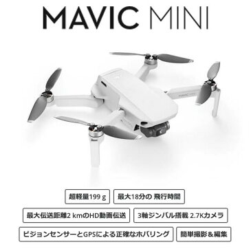 ドローン申請講座付【新商品】DJI Mavic Mini Fly More Combo（マビック ミニ フライモアコンボ）損害賠償保険付 送料無料 ドローン カメラ付き 初心者 スマホ 小型 子供 用 空撮 GPS drone 200g未満 199g 2.7Kカメラ HD動画伝送【送料無料】 父の日 プレゼント ギフト