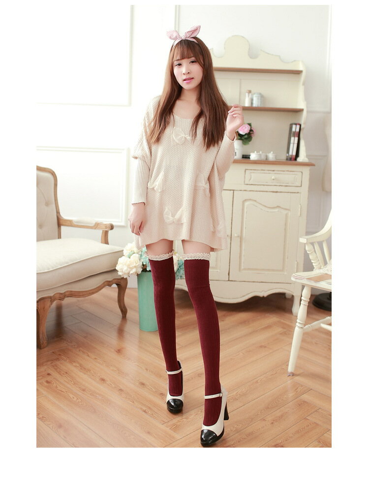 レース 付いた ワイン ニーハイソックス 美脚 効果 スリムレギンス ヨガ ジム 春 紫外線 気温 ホワイトデー UVカット 気温 ホワイトデー ニーソ 気温 防寒対策 温感 バレンタイン