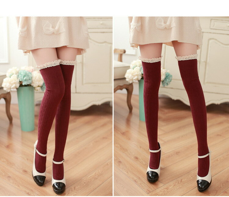 レース 付いた ワイン ニーハイソックス 美脚 効果 スリムレギンス ヨガ ジム 春 紫外線 気温 ホワイトデー UVカット 気温 ホワイトデー ニーソ 気温 防寒対策 温感 バレンタイン