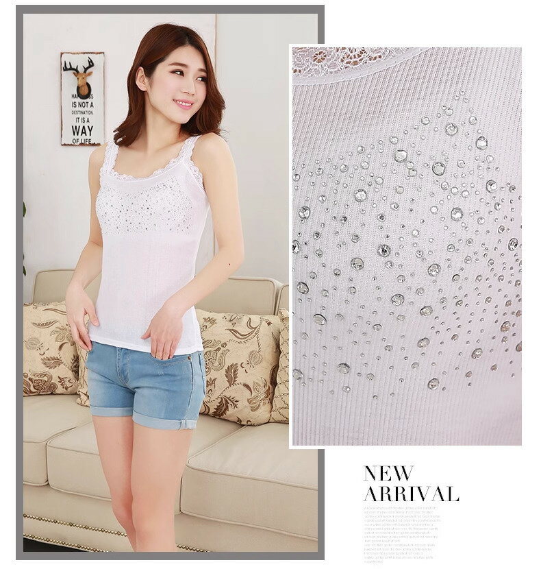 レースが可愛い タンクトップ ホワイト キャミソール /あす楽対応/秋 UVカット 紫外線 節約 熱中症対策 冷感 プレゼント