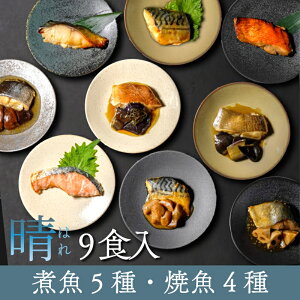 【ギフトセット晴】煮魚5種・焼魚4種 9食入（9種各1入） 魚 ギフト 御中元 骨取り 個包装 あたためるだけ 冷凍 食べ比べ 煮魚 焼き魚 焼魚 漬魚 のし対応 贈答用 高級 調理済 湯せん お手軽 子供 高齢者 一人暮らし 冷凍食品 ボイル 【魚・肉ギフト】