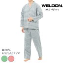 WELDON ウェルドン 長袖パジャマ 綿100％ 秋冬用 全2色 S-LL ネルミニチェック 上下セット 肌に優しい 柔らかい 入院 介護 プレゼントにおすすめ