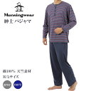 munsingwear マンシングウェア メンズ ルームウェア パジャマ セットアップ 誕生日 プレゼント ギフト 乾燥機可能 ボーダー柄 天竺素材 クルーネック 長袖長パンツ 柔らかい