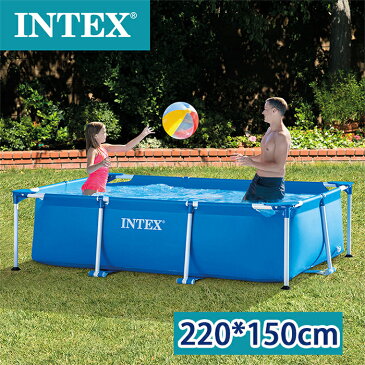 INTEX 組み立て式 プール ビニールプール INTEX インテックス フレームプール 【220*150*60cm 】 大型 長方形 水あそび レジャープール 家庭用プール キッズ 子供用プール 業務用 イベント 220*150*60cm