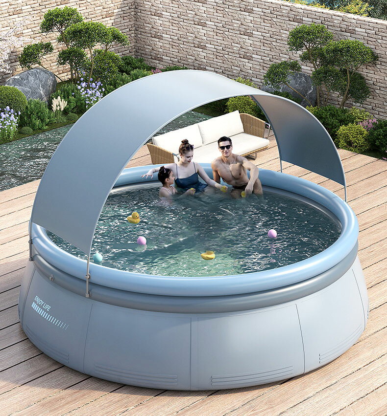 ビニールプール 円形 屋根付き 水遊び プール フレームプール 加厚 ビニールプール...