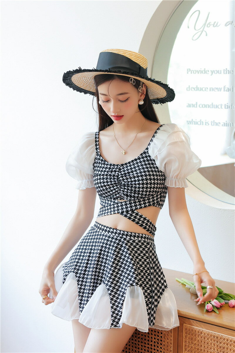 水着 レディース 体型カバー ビキニ 2点セット レース タンキニ スカート セパレート フリル フレア スカートセット 上下セット バンドゥ ブラ チェック パッド付き 小胸 バスト 盛れる お洒落 夏 プール ビーチ 露出控えめ 大人 学生 可愛い 着痩せ セクシー 海水浴