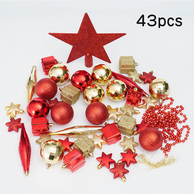 クリスマス オーナメント クリスマスボール 星 43pcs 直径6cm 5cm 4cm 豪華 43個セット ツリー飾り ゴージャスな配色 かわいい クリスマスツリー飾り おしゃれ キラキラ クリスマスデコレーション 部屋 喫茶店 店舗 ボール飾り 雰囲気抜群 送料無料