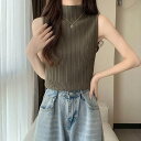 トップス 冷感タンクトップ シンプル 接触冷感 アイスシルク プリーツ Tシャツ 無袖 タンクトップ 冷感トップス ノースリーブ レイヤード インナー 春 夏 フリーサイズ ハイネック