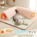 ペットベッド 夏 ひんやり 犬 猫 ベッド マット ベッドトンネル 冷感 涼感 猫 スクエア ボール付き 夏用 洗える 春夏 かわいい おしゃれ トンネル スク...