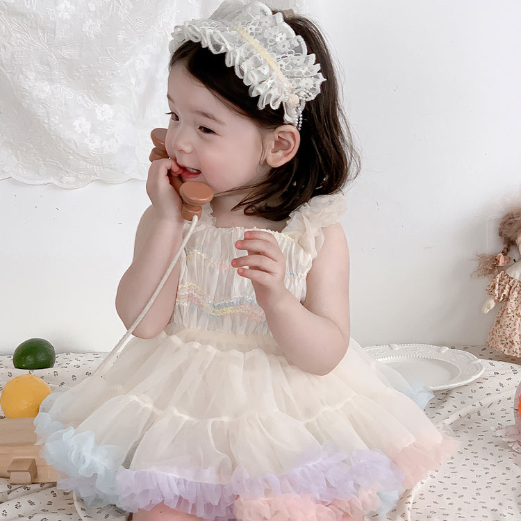 ベビードレス 女の子 チュールワンピース チュチュスカート 吊りスカート 可愛い ...