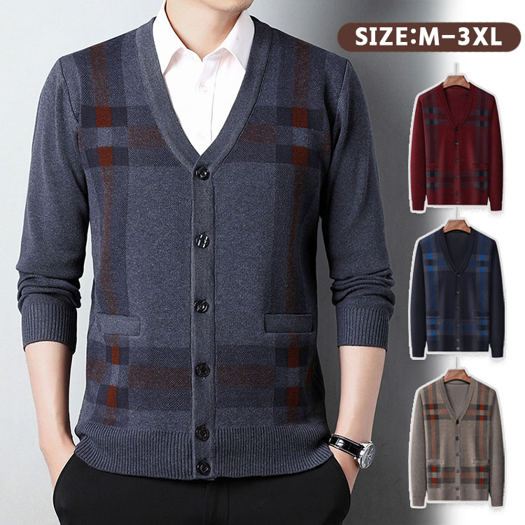 ニットカーディガン メンズ カーディガン 前開き ボタン 長袖 上着 秋服 アウター ビジネス カジュアル 薄手 敬老の日 シンプル フォーマル 父の日 プレゼ...