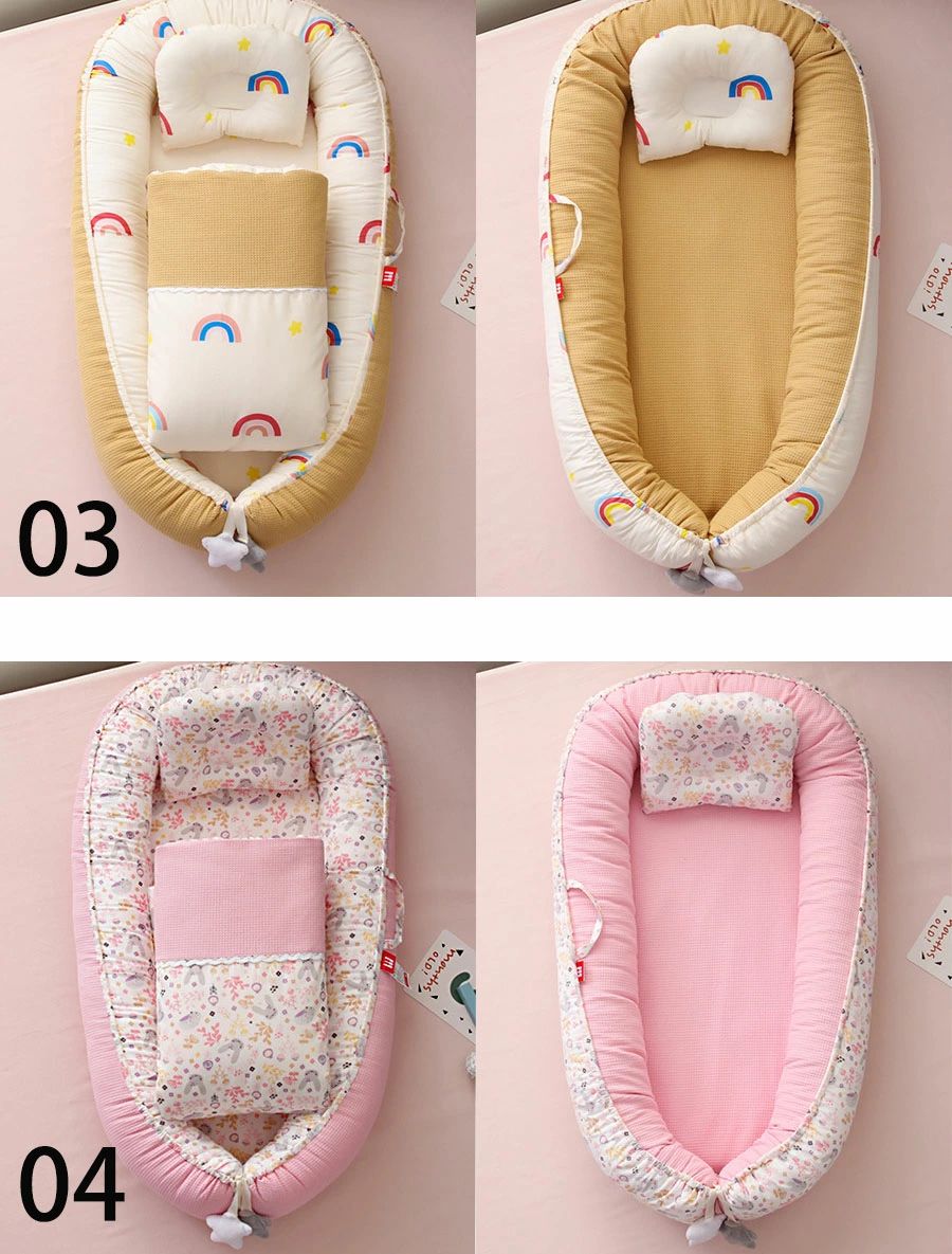 送料無料 ベビーサークル 布団/枕 ベビー布団 ベッドインベッド 3点セット まくら 赤ちゃんベッド 11colours ベビーガード 取り外し可能 持ち運びに便利 出産祝い