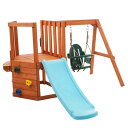 【5in1 スギ材屋外ジャングルジム】ジャングルジム 滑り台 すべり台 屋外遊具 多機能 屋外遊具 組み立て簡単 防水 家庭用 大型遊具 屋外