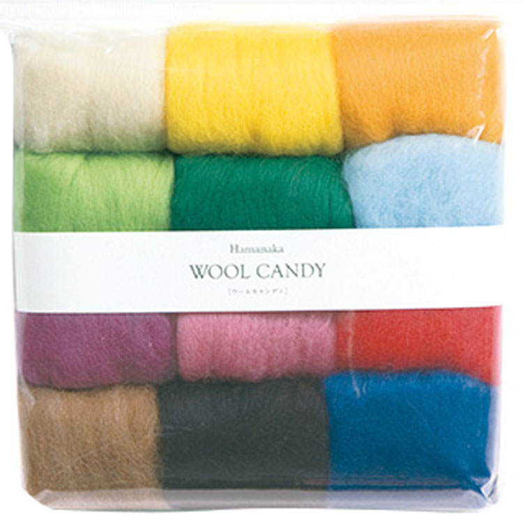 羊毛フェルトの毛糸玉 基本カラー12色セット（ウールキャンディ）ベーシックセレクション フェルト玉 ハンドメイド マスコット ぬいぐるみ 手作り