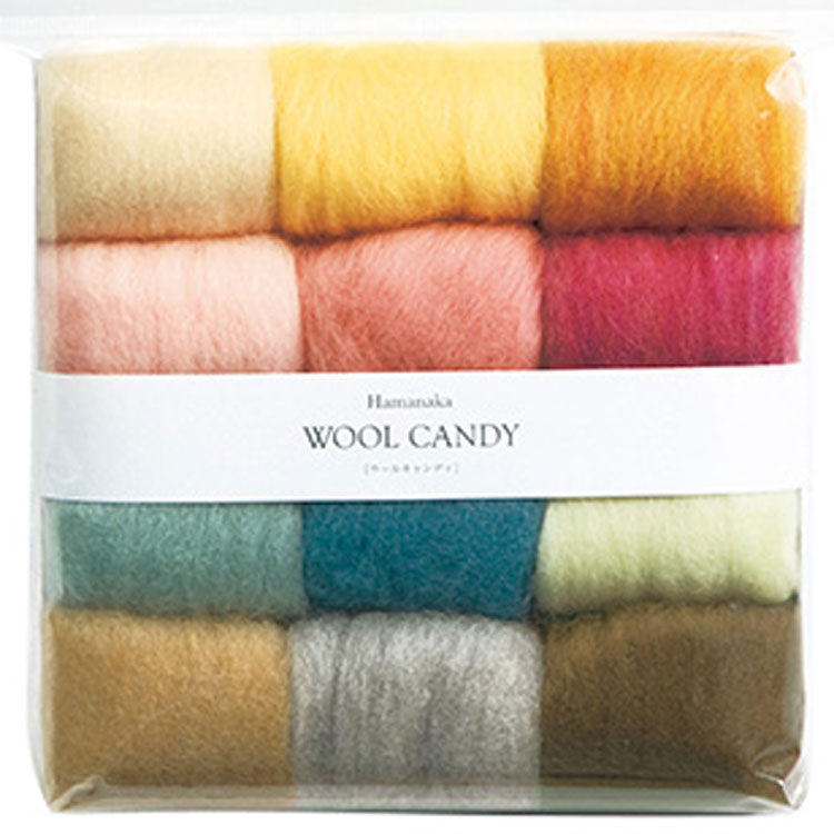 羊毛フェルトの毛糸玉 基本の淡いカラー12色セット（ウールキャンディ）ペールセレクション フェルト玉 ハンドメイド マスコット ぬいぐるみ 手作り