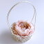 サーバーバスケット ミニ リングピロー完成品 くすみピンクのお花 フラワーリングクッション 結婚式 ウェディング ワイヤー製カゴ かご型