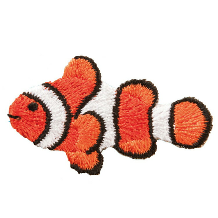 2WAY 刺繍ワッペン （カクレクマノミ）3枚セット 手作り ハンドメイド ワンポイント アイロン接着 シー..