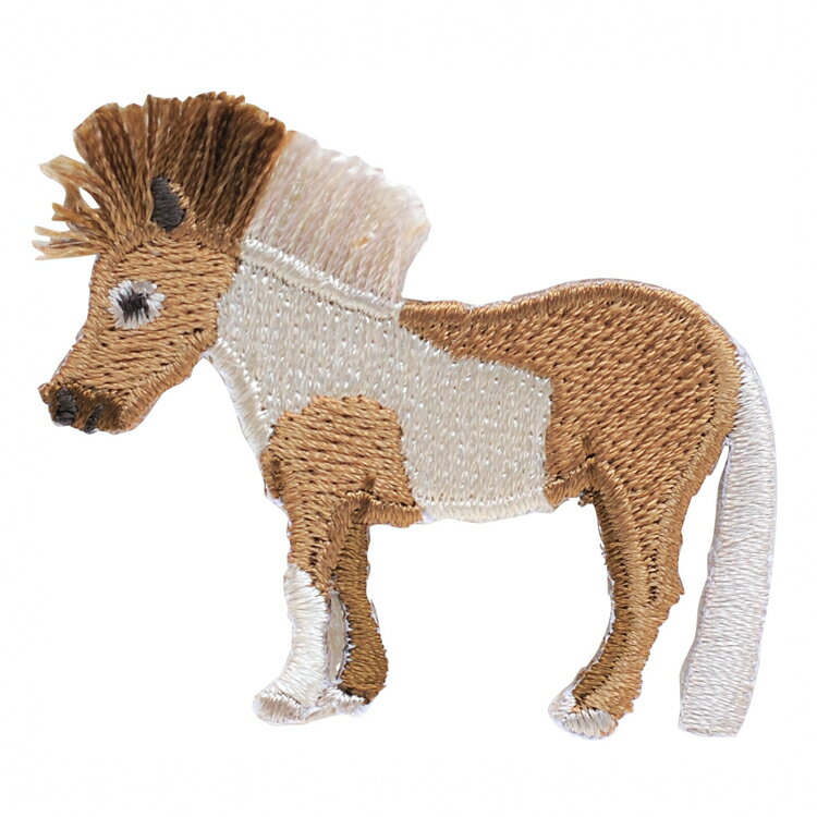 ふさふさ ワッペン ポニー 3枚セット アイロン接着 アップリケ 馬 子馬