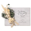 ドライフラワー付き 木製ウェルカムボード ウッドボード 結婚式 シャビーシック フラワーシャビー フラワー 花 ディスプレイ ウェディングアイテム