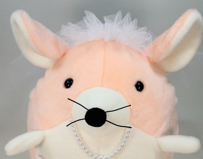 ねずみ ウェイトドール 1体 ピンク ネックレス・ベール付き ネズミのぬいぐるみ ウェルカムドール 体重ドール 十二支