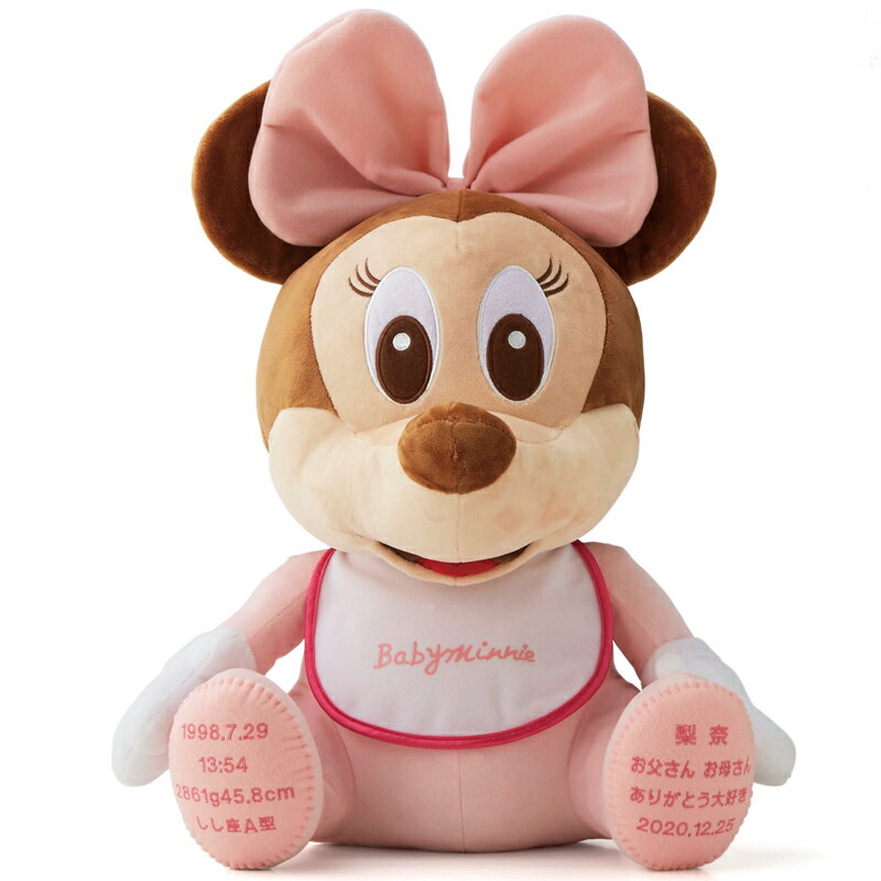 ベビーミニーマウスのウェイトドール 1体 両足裏刺繍入り ウェルカムドール 体重ドール ディズニー 親ギフト 出産祝い 結婚式 赤ちゃん 誕生日プレゼント 1万...