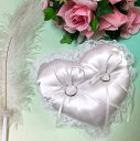 ハート型リングピロー完成品(ホワイト)約横18.5×縦16cm 結婚式 ウェディング 花嫁diy シンプル