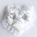 サムシングブルー リボン ハート ミニ リングピロー 完成品 結婚式 ブライダル ウェディング 指輪交換 花嫁DIY コンパクト シンプル 小さめ リングクッシ...