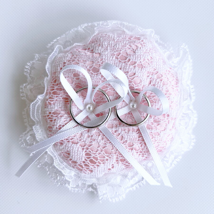 レースのリングピロー （ミニサイズ） 完成品 （ピンク 1個） 結婚式 ウェディング アレンジ