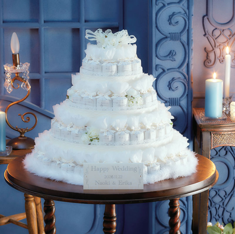 ウェディングケーキ型 ウェルカムオブジェ プチギフト 72個セット ホワイト エターナルケーキ ハート型クッキー 結婚式 披露宴 ウェルカムボード ディスプレイ