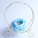 サーバーバスケット リングピロー完成品 S 青いお花 リングクッション ラナンキュラス ブルー サムシングブルー 結婚式 リングボーイ ワイヤー製カゴ かご型
