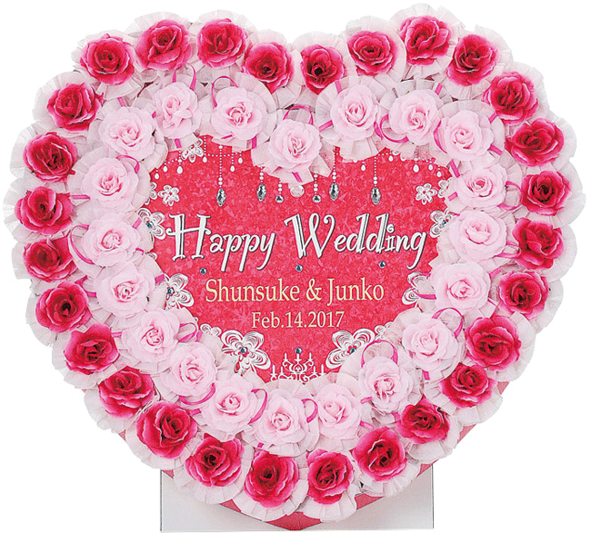 ハートきらめく プチギフトのウェルカムボード ピンク ドラジェ3粒入り 48個セット 結婚式 ウェルカムオブジェ お名入れ 結婚祝い