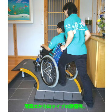 【メーカー直送品】カーブ型車いす用スロープ「Zスロープ」 ゼットスロープ 642-200 左方向用 エッジ付き 日本製