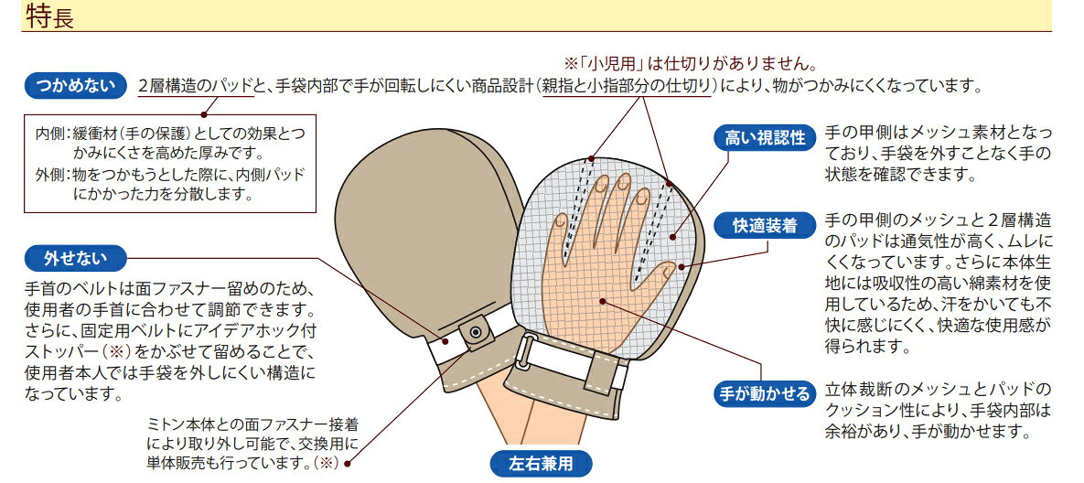 セーフミトン3 2枚入 / 041056 フリー 介護用ミトン 手の保護 認知症 自傷行為 い...