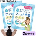 【2パックセット】水のいらない泡なしシャンプー ウェット手袋(2枚入)×2袋 フリーサイズ ウェットタオル ケガ 骨折 寝たきり 介護 洗髪 髪を拭く ドライシャンプー 水の要らない 洗髪グッズ