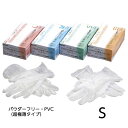 エクセレントプラスチック手袋PVC-100パウダーフリー Sサイズ 入数:100枚 粉なし ディスポ手袋 使い捨て手袋 介護 処置用 使い捨てグローブ(3)