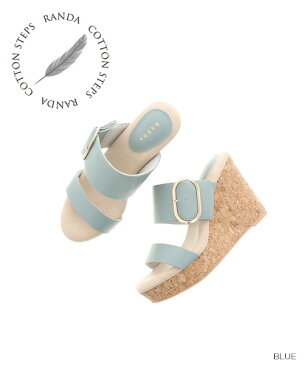 【30%OFF】【22.5cm〜25.5cm】RANDA/COTTON STEPS/厚底ミュールサンダル/KS8144/Y【19SS】▲△