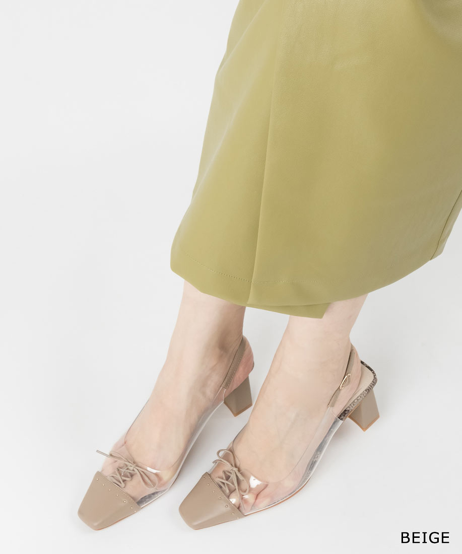 【19日20時からポイント10倍！】【70%OFF】【22.5cm〜25.5cm】RANDA/ランダ/レースアップバックストラップクリアパンプス/ED10009/M2A【21SS】▲△【0719p】のサムネイル