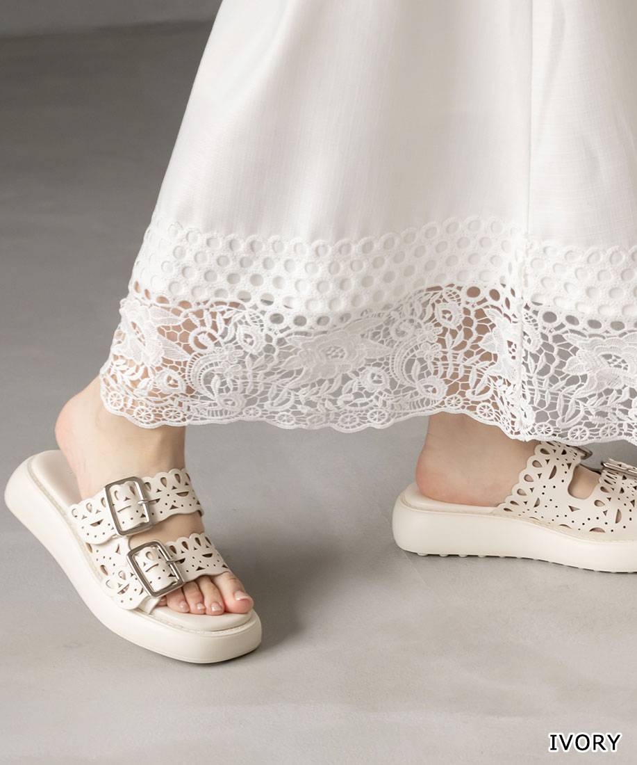 【60%OFF】【22.5cm～25.5cm】RANDA/ランダ/カットワークデザインサンダル/PS31142/M2A【23SS】▲△【0430p】のサムネイル