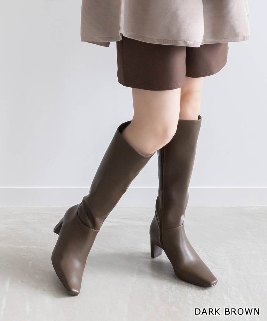 【22.5cm〜25.5cm】RANDA/晴雨兼用 プレートヒールベーシックロングブーツ/KA34251/N1【24AW】▲△【hitotai-20c】【half-c】