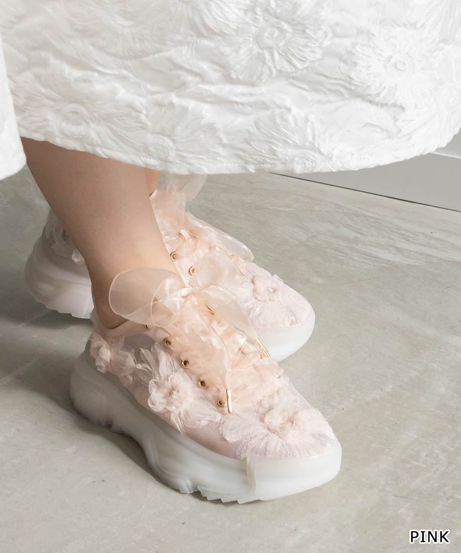 【22.5cm～25.5cm】RANDA/ランダ/【Flower Collection】2WAY シアーフラワースニーカー/PH33037/Y【24SS】のサムネイル