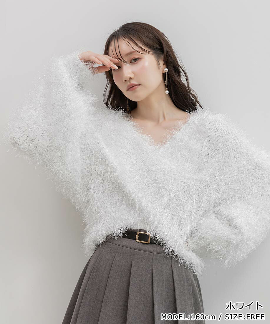 RANDA/ランダ/ラメシャギーカシュクールニット/BT36268/A4【2025AW新作★送料無料】