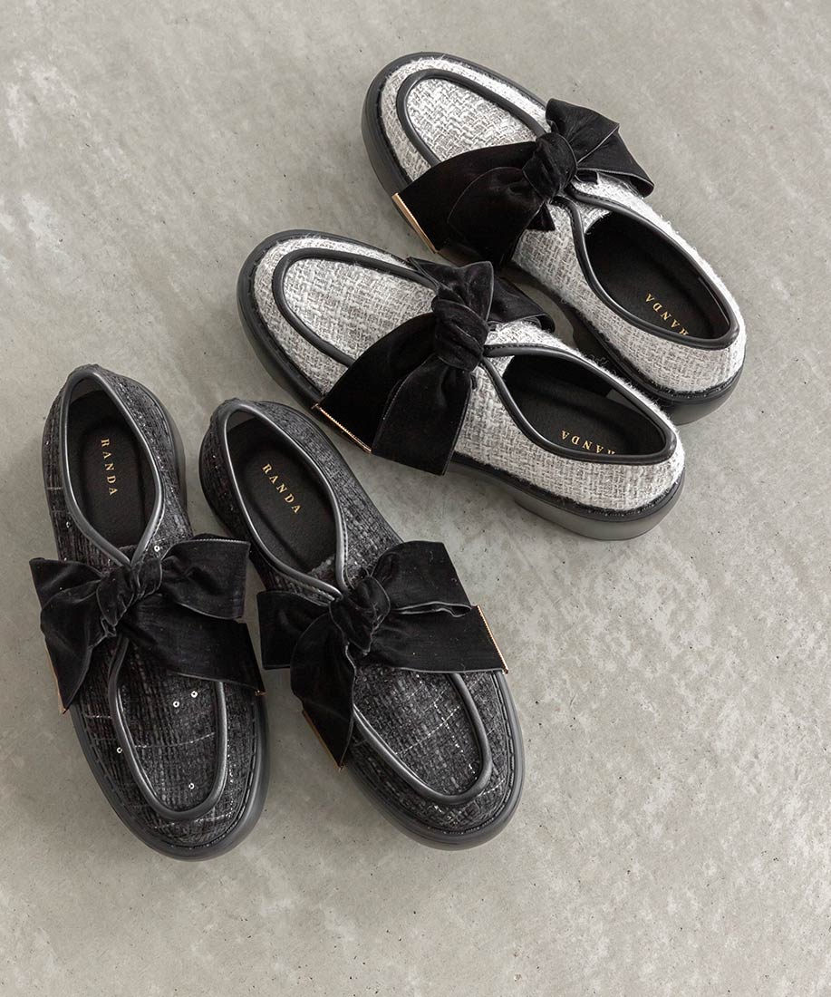 【60%OFF】【22.5cm〜25.5cm】RANDA/ランダ/ベロアリボンボリュームソールシューズ/PH36059/J【25AW/ASC】▲△...