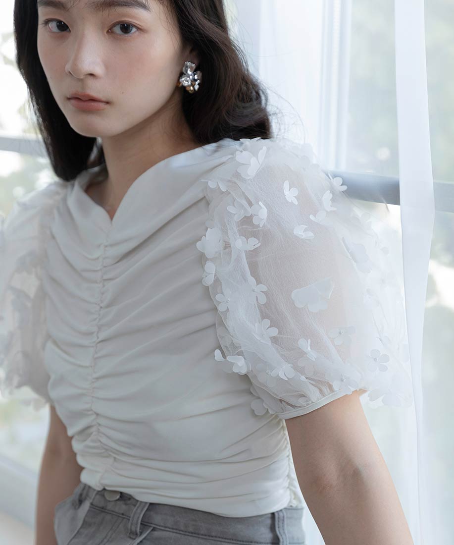 【10日22時から20%OFFクーポン＆ポイント10倍!】【70%OFF】3Dフラワーシャーリングトップス/BT35054/YH【2025SS新作★送料無料】【hitotai-20c】【randa-10p】【half-c】のサムネイル