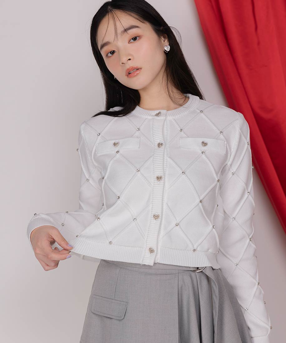 【23日10時からポイント10倍！】【50%OFF】RANDA/ランダ/【HEART COLLECTION】ハートビジューカーディガン/BT35106/L12【25SS】▲△【0823p】【hitotai-20c】【randa-10p】【half-c】のサムネイル