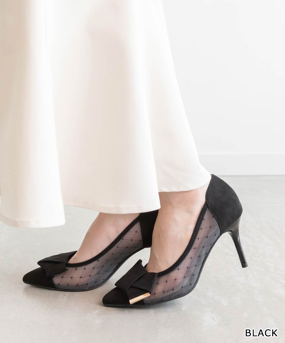 【22.0cm〜25.5cm】RANDA/ランダ/畳みリボンポインテッドトゥパンプス/PP35013/M2A【2025SS新作★送料無料】のサムネイル