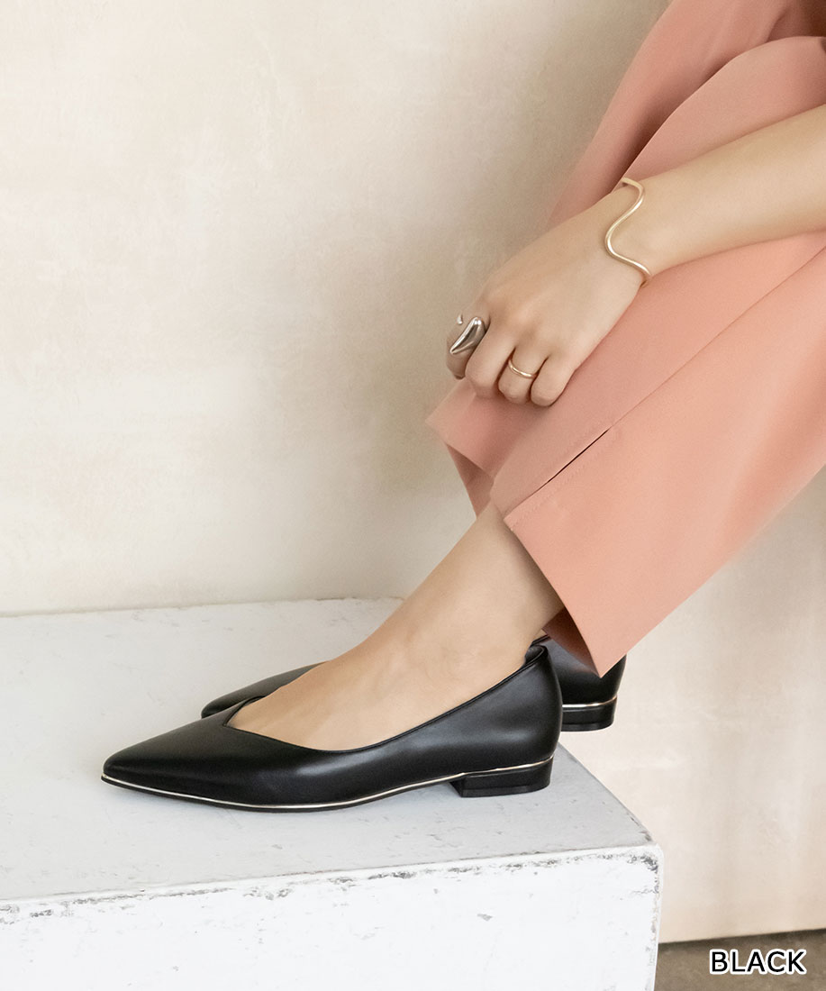 【60%OFF】【22cm〜25.5cm】RANDA/ランダ/3E幅広 ソフト Vカットフラットパンプス/KP11012/J【23AW/AS】▲△のサムネイル