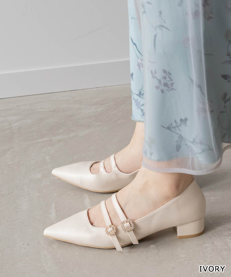 【22.5cm〜25.5cm】RANDA/ランダ/ビジューバックルポインテッドトゥパンプス/PP32089 N1【24SS】のサムネイル