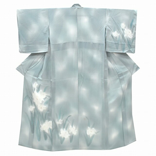 Rakuten - 【P5倍】【30%OFF★在庫復活】訪問着 中古 リサイクル 着物 リサイクル着物 正絹 仕立て上がり 単衣 ほうもんぎ 花文様 裄63cm グレー系 裄Sサイズ 身丈Sサイズ ll1088c【中古】【着物ひととき】