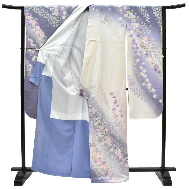 振袖 正絹 長襦袢 2点セット 花文様 仕立上り 淡紫 LLサイズ ちょっとふくよかL spo7209-iknb125